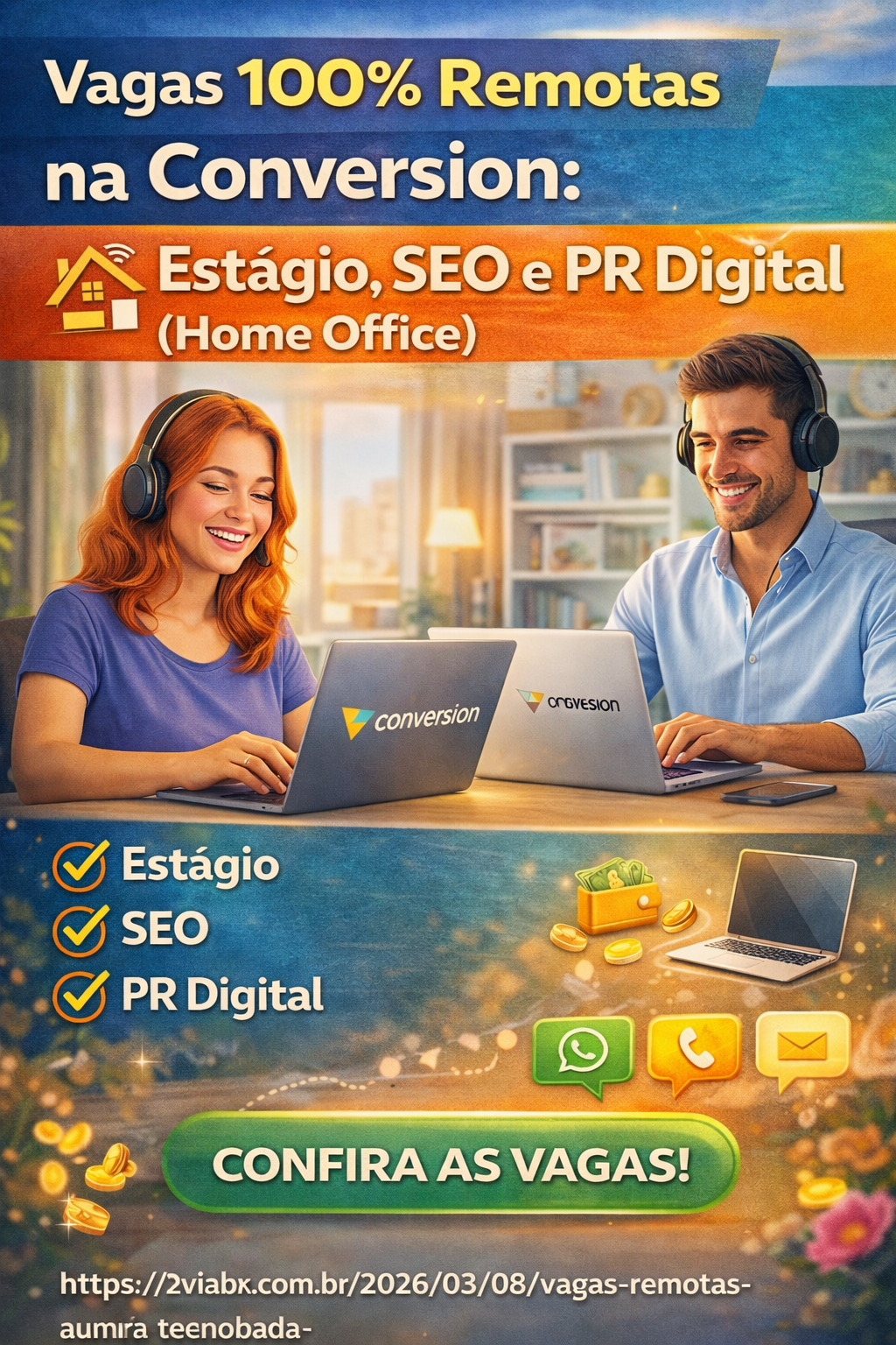 Vagas 100% Remotas na Conversion: Estágio, SEO e PR Digital (Home Office)