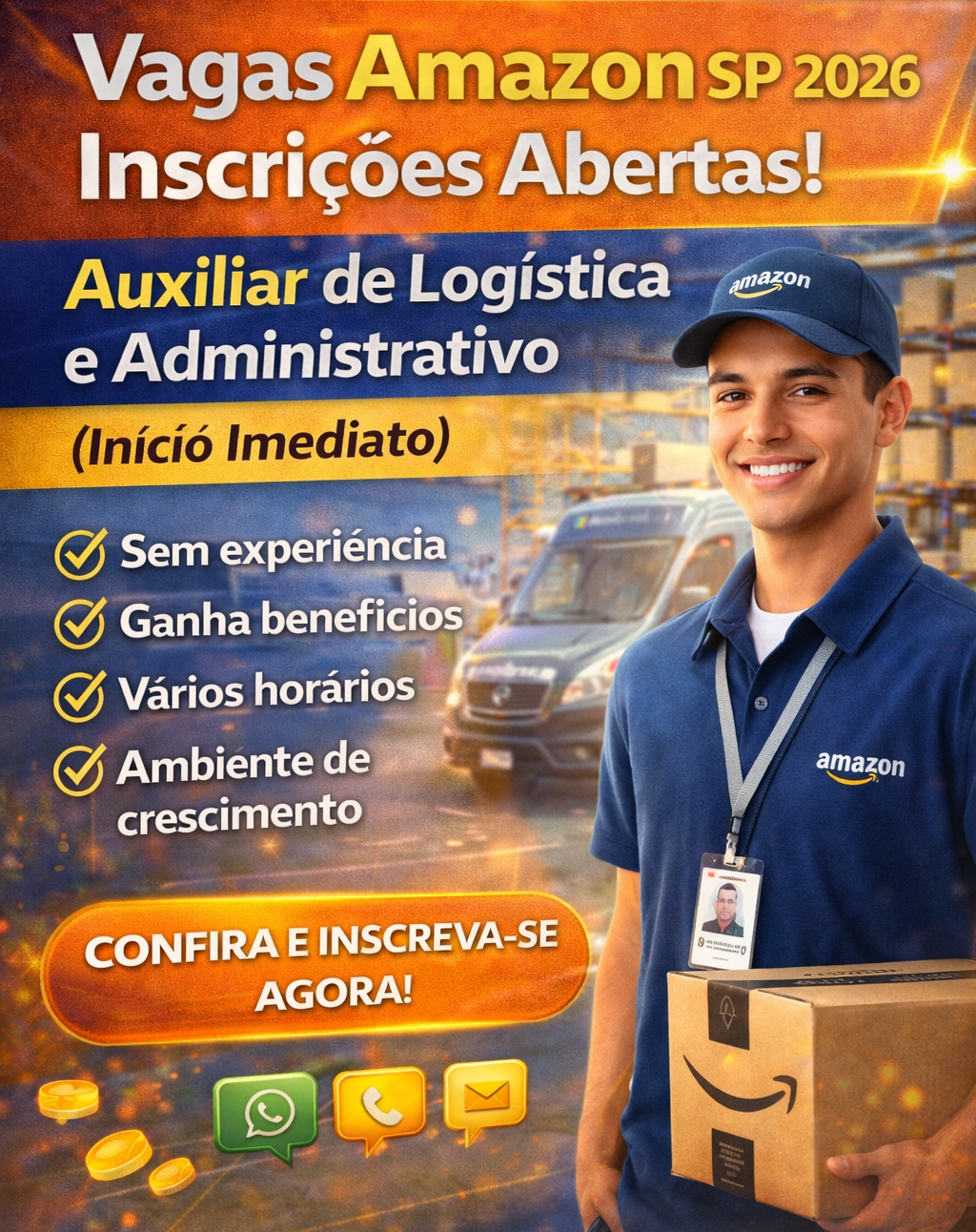 Vagas Amazon SP 2026: Inscrições Abertas para Auxiliar de Logística e Administrativo (Início Imediato)