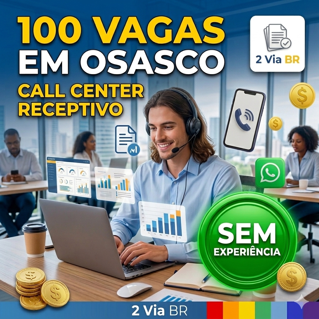 Vaga de Call Center Receptivo Osasco: 100 Postos Abertos sem Experiência
