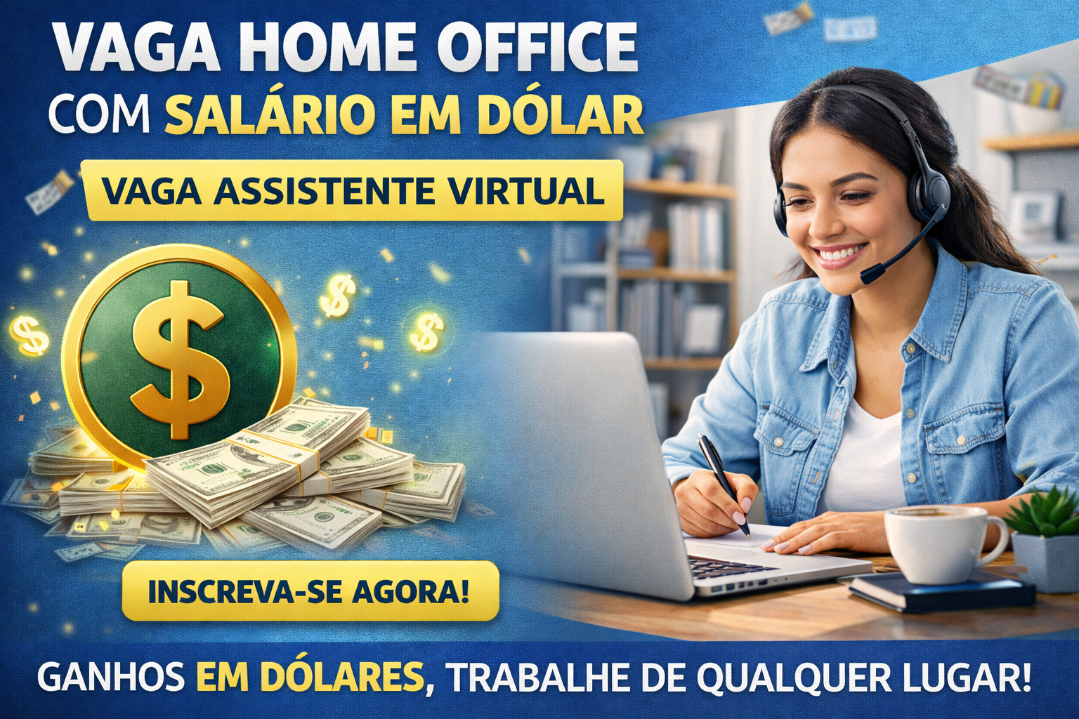 Vaga Home Office com Salário em Dólar: Vaga Assistente Virtual
