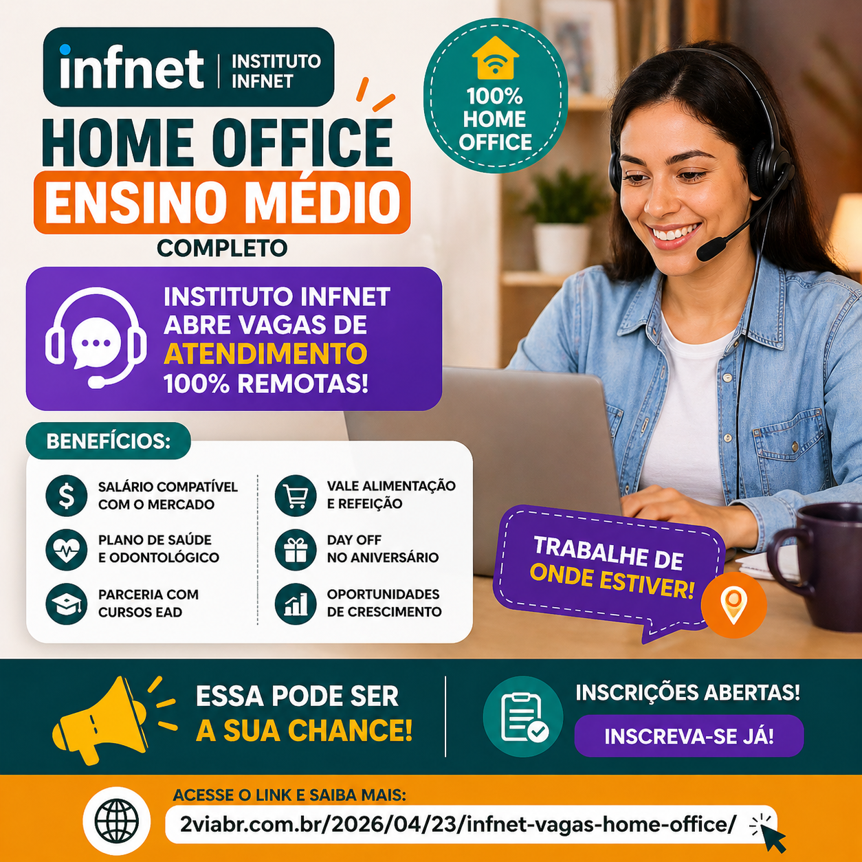 Home Office Ensino Médio: Instituto Infnet Abre Vagas de Atendimento 100% Remotas