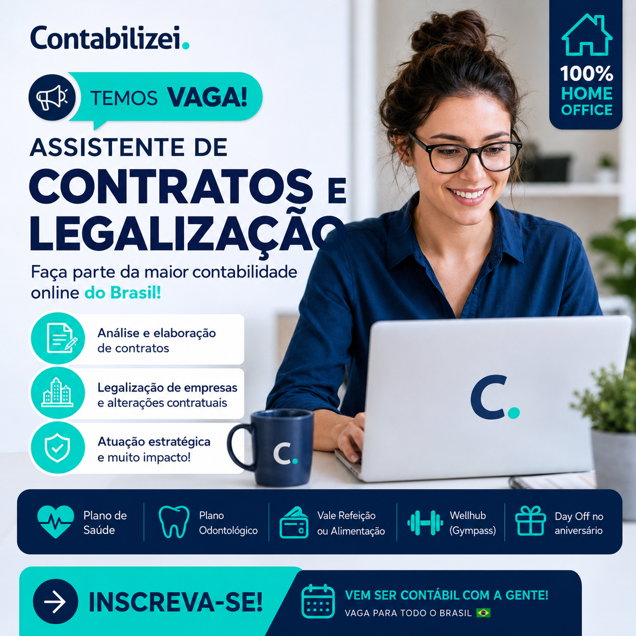 Contabilizei abre vaga Home Office de Assistente de Contratos e Legalização