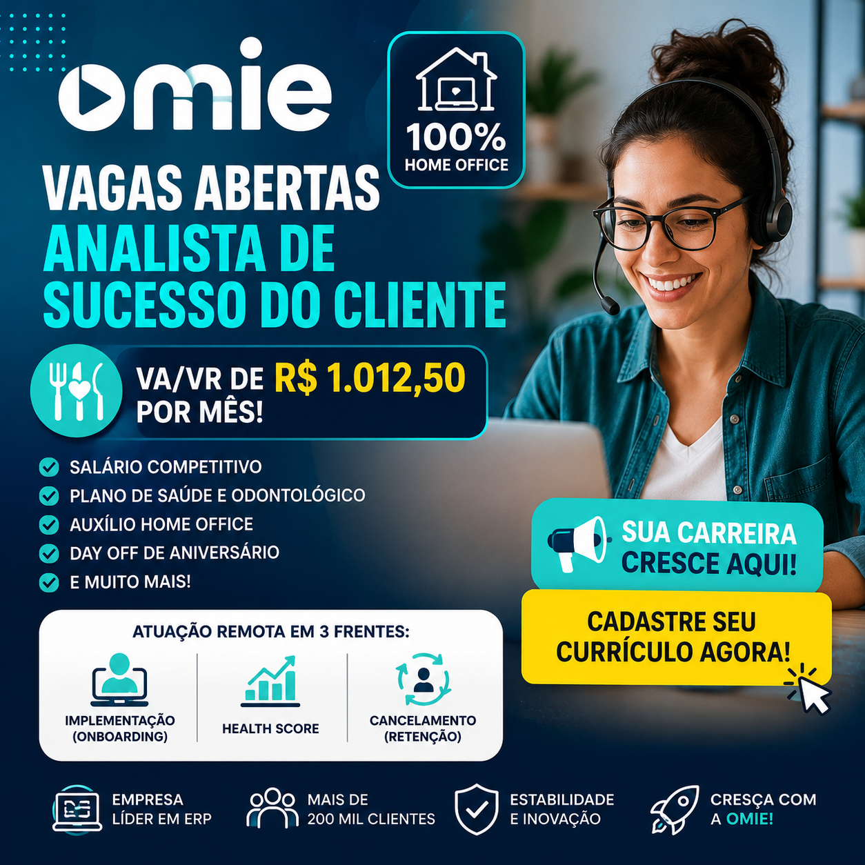 Analista de Sucesso do Cliente Remoto: Omie Abre Vagas com VA/VR de R$ 1.012,50