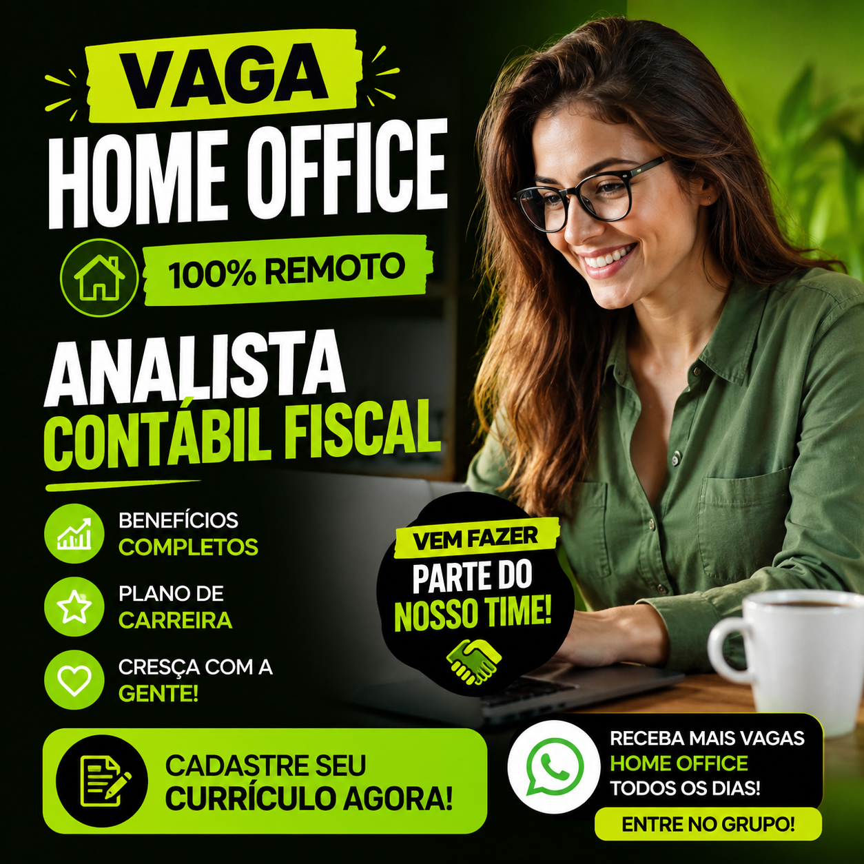 Vaga Home Office para Analista Contábil Fiscal: empresa abre oportunidade com benefícios e plano de carreira