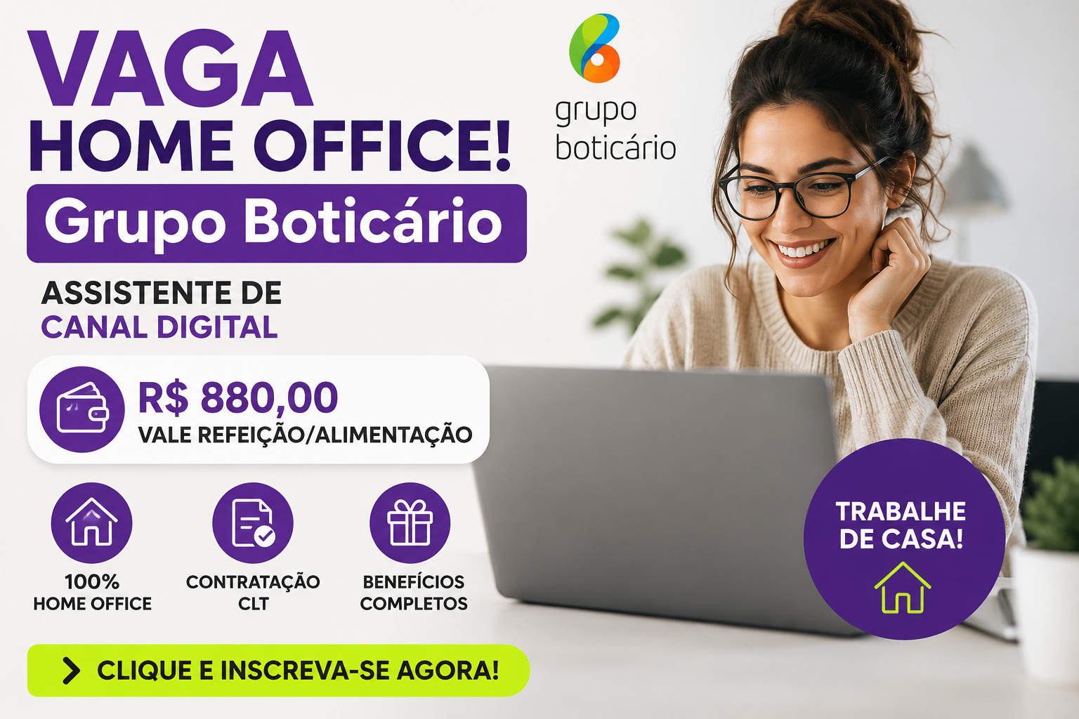 Vaga Home Office: Grupo Boticário Abre Vaga de Assistente de Canal Digital CLT