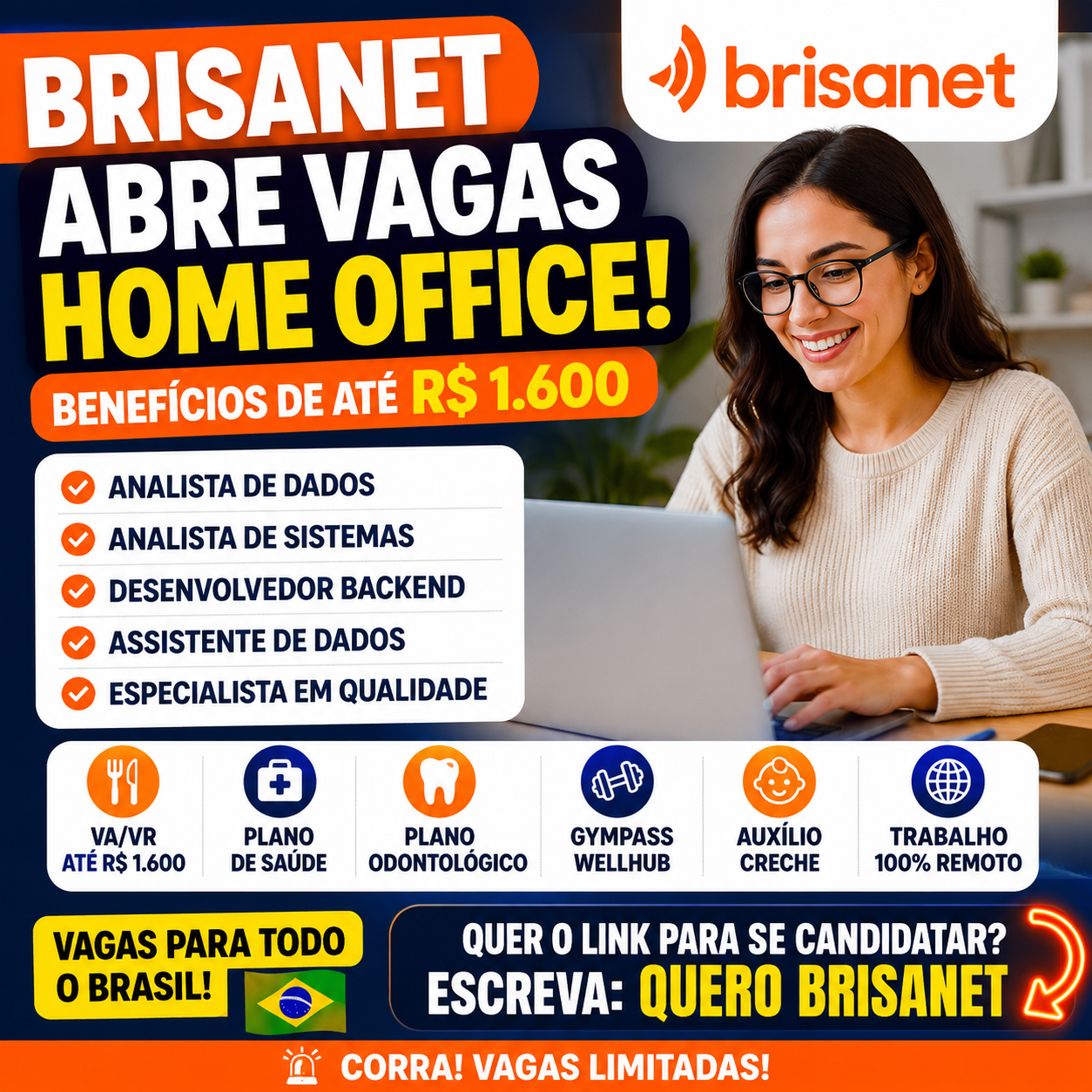trabalho remoto Brisanet, vagas remotas 2026, vagas home office tecnologia, Brisanet trabalhe conosco, emprego home office Brasil