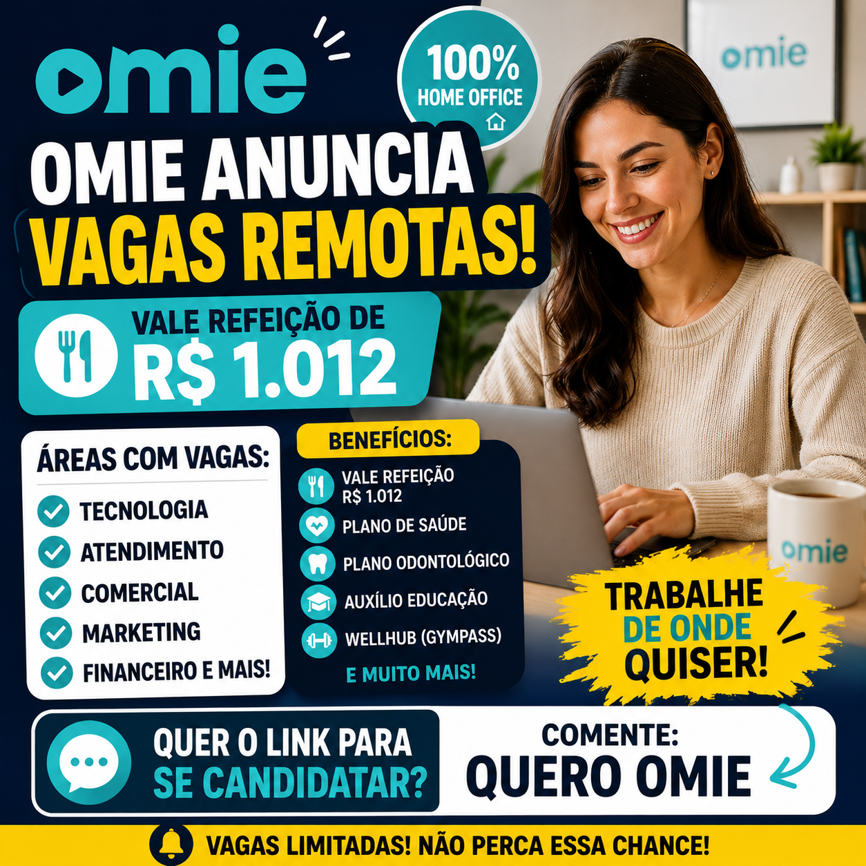 Omie anuncia vagas remotas com Vale Refeição de R$ 1.012: Veja como se candidatar