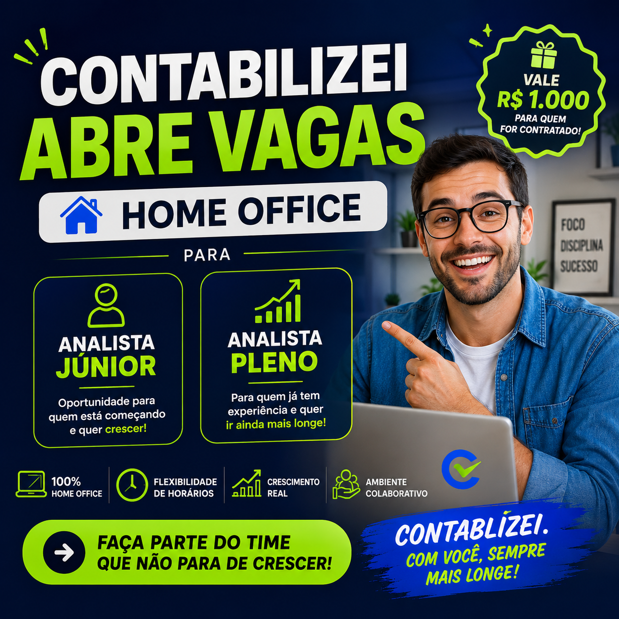 Contabilizei abre vagas home office para Analistas Júnior e Pleno