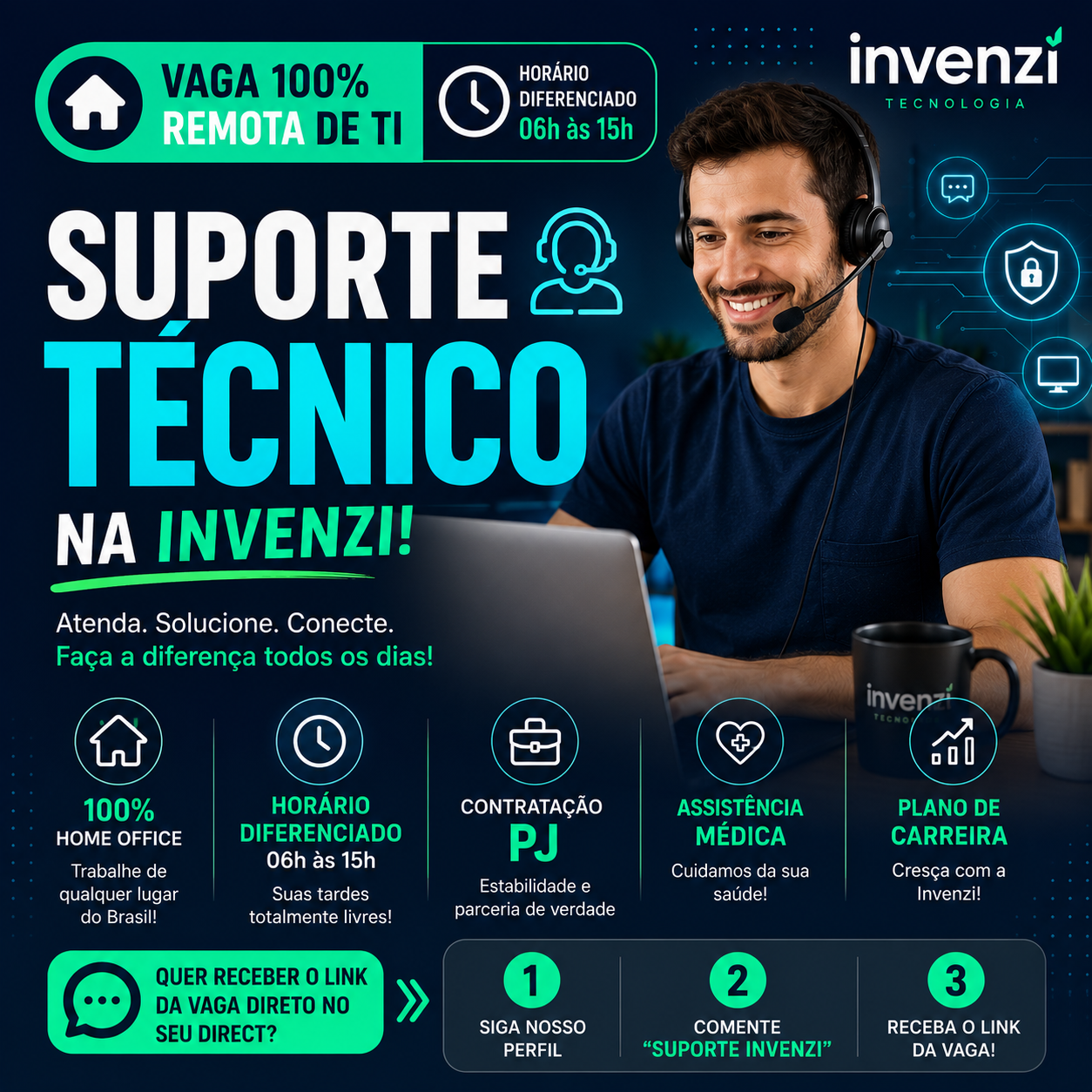Vaga Home Office de Analista de Suporte Técnico na Invenzi Tecnologia