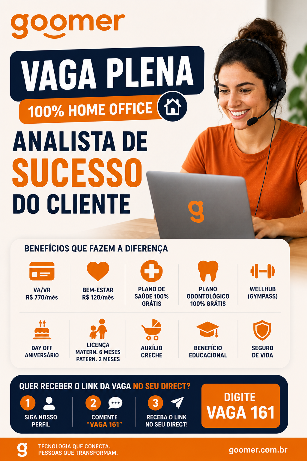 Vaga Home Office: Analista de Sucesso do Cliente Pleno na Goomer