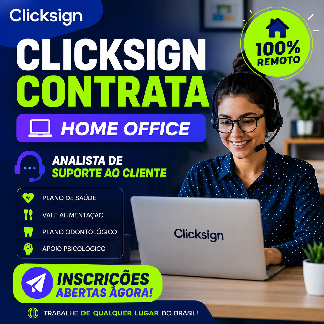 Vaga de Atendimento Home Office na Clicksign: Inscrições Abertas para Analista de Suporte ao Cliente