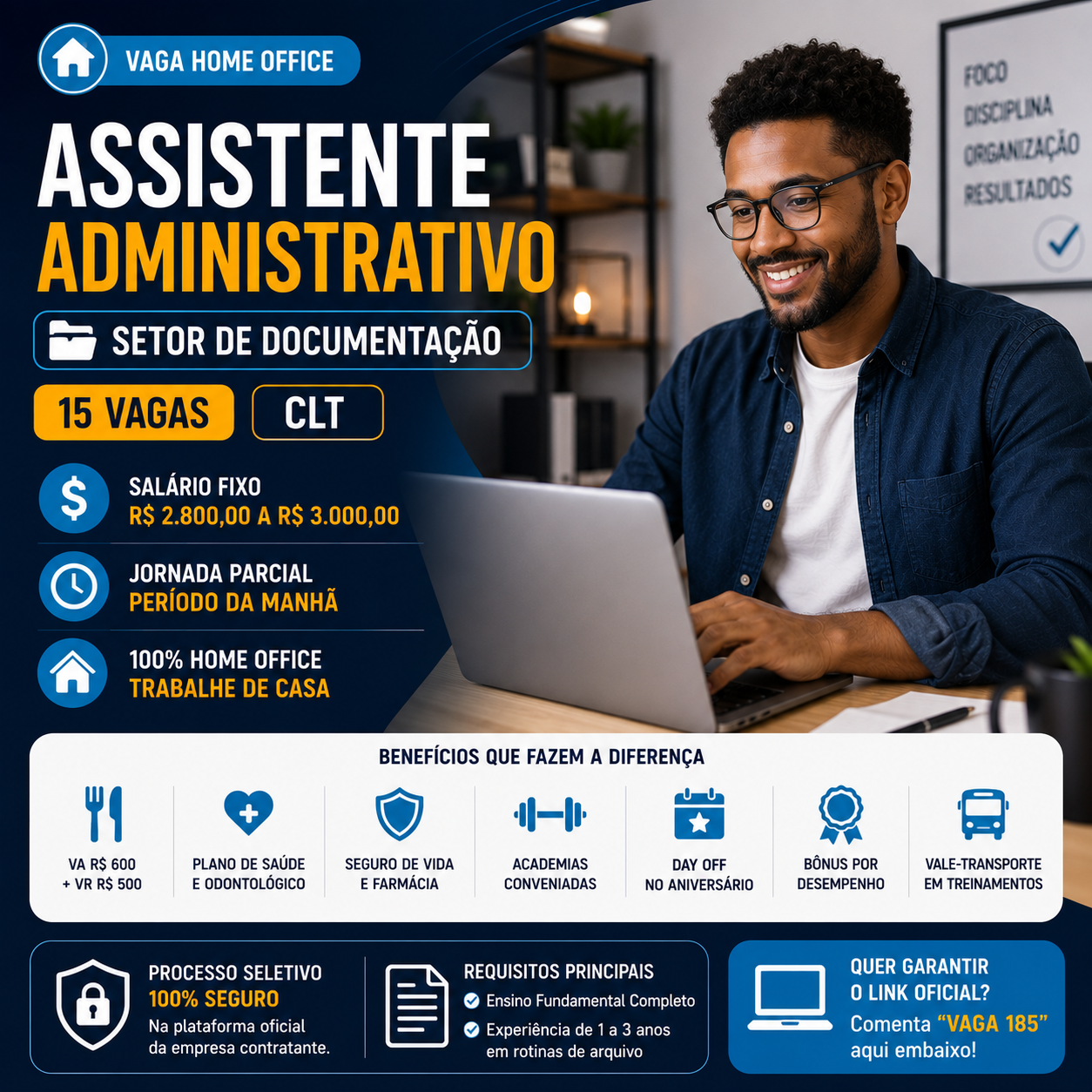 Vaga Home Office: Assistente Administrativo (Setor de Documentação) CLT com Salário de até R$ 3.000,00 e 15 Vagas Abertas
